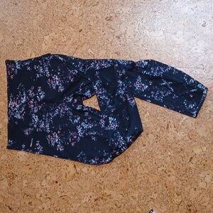 Lole Eliana Noir High Waist Black Floral Leggings With Mesh Cutouts Size…